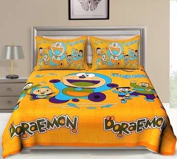 Ridan Cotton Printed Multicolour Double Bed Sheet With Pillow Cover 1