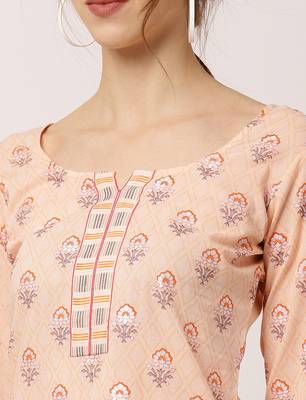 Peach printed cotton ethnic-kurtis 4