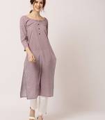 Lavender printed cotton ethnic-kurtis