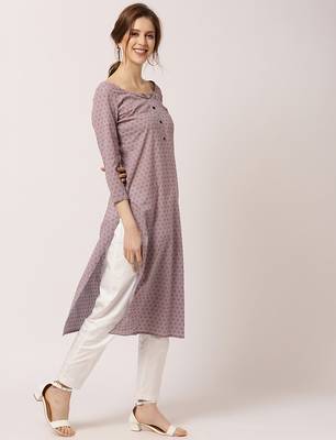 Lavender printed cotton ethnic-kurtis 2