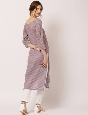 Lavender printed cotton ethnic-kurtis 3