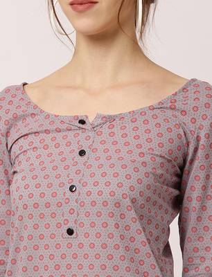 Lavender printed cotton ethnic-kurtis 4