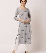 Blue printed cotton ethnic-kurtis