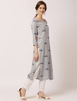 Blue printed cotton ethnic-kurtis 2