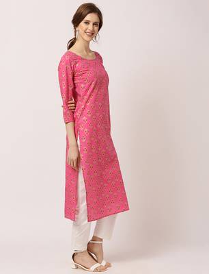 Pink printed cotton ethnic-kurtis 2
