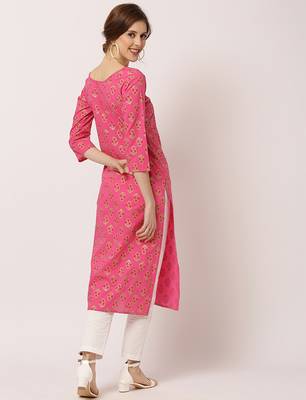 Pink printed cotton ethnic-kurtis 3