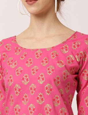 Pink printed cotton ethnic-kurtis 4