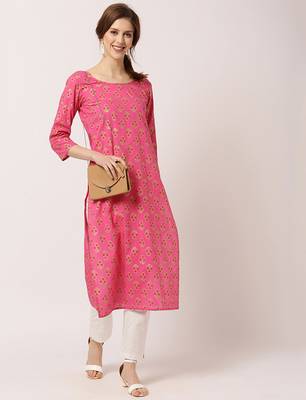 Pink printed cotton ethnic-kurtis 5