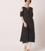 Black printed cotton ethnic-kurtis