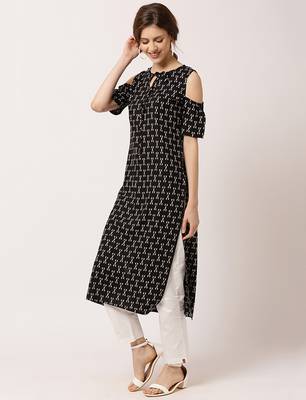 Black printed cotton ethnic-kurtis 2