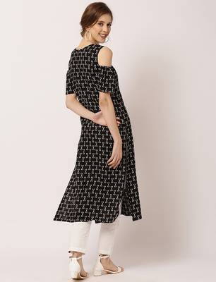 Black printed cotton ethnic-kurtis 3