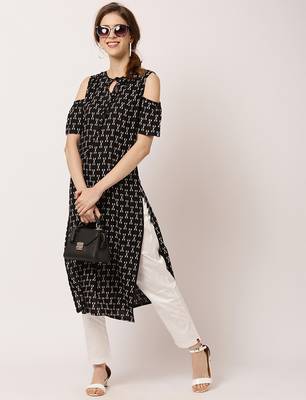 Black printed cotton ethnic-kurtis 5
