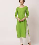 Green printed cotton ethnic-kurtis