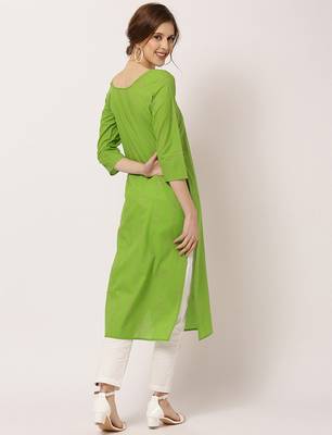 Green printed cotton ethnic-kurtis 3