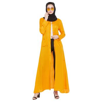 Yellow plain rayon abaya 1