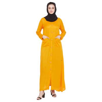 Yellow plain rayon abaya 2