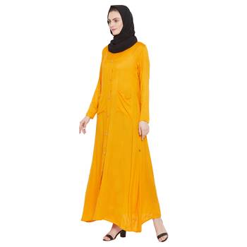 Yellow plain rayon abaya 3