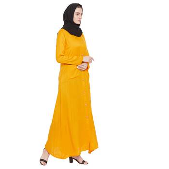 Yellow plain rayon abaya 4