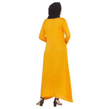 Yellow plain rayon abaya 5