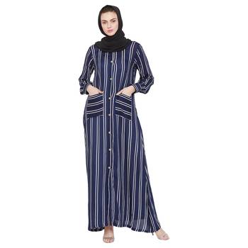 Blue plain rayon abaya 2