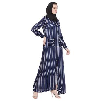 Blue plain rayon abaya 4