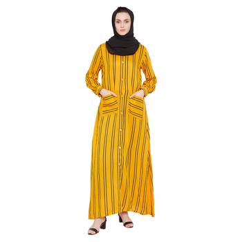 Yellow plain rayon abaya 2