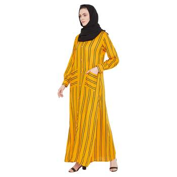 Yellow plain rayon abaya 3