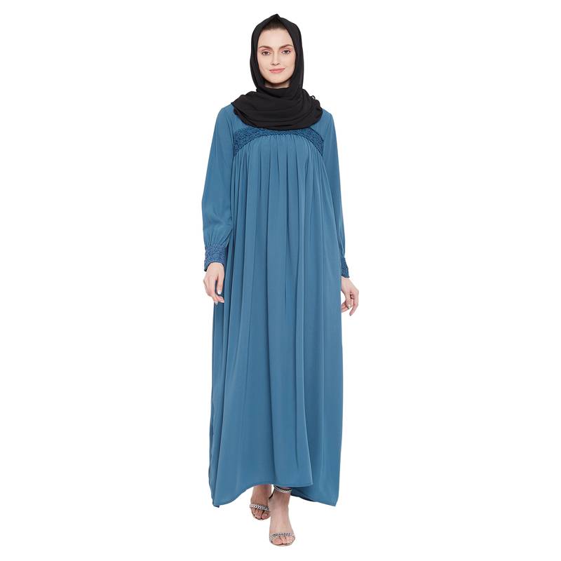 Sky-blue plain kashibo abaya
