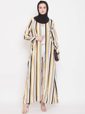 Multicolor plain crepe abaya 1