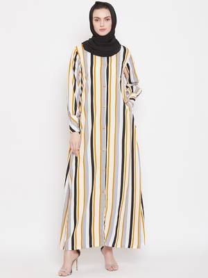 Multicolor plain crepe abaya 2