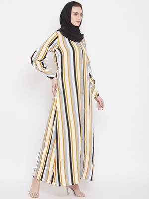 Multicolor plain crepe abaya 3