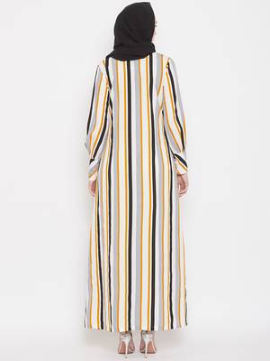 Multicolor plain crepe abaya 4