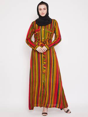 Multicolor plain rayon abaya 2