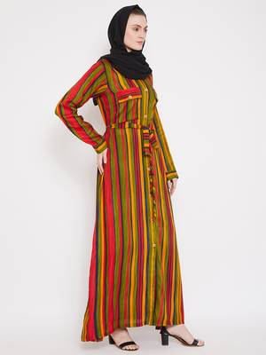 Multicolor plain rayon abaya 3