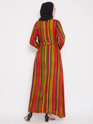 Multicolor plain rayon abaya 4