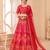 Pink digital printed art silk bridal lehenga