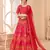 Pink digital printed art silk bridal lehenga