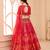 Pink digital printed art silk bridal lehenga