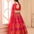 Pink digital printed art silk bridal lehenga
