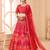 Pink digital printed art silk bridal lehenga