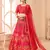 Pink digital printed art silk bridal lehenga