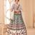 Beige digital printed art silk bridal lehenga