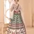 Beige digital printed art silk bridal lehenga