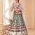 Beige digital printed art silk bridal lehenga