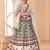 Beige digital printed art silk bridal lehenga