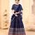 Navy-blue digital printed art Silk Bridal Lehenga
