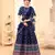 Navy-blue digital printed art silk bridal lehenga