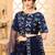 Navy-blue digital printed art Silk Bridal Lehenga
