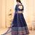 Navy-blue digital printed art Silk Bridal Lehenga
