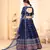 Navy-blue digital printed art silk bridal lehenga